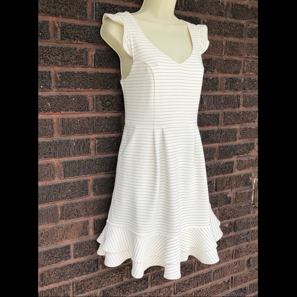 Anthropologies Maeve Cream Pinstriped Dress - Picture 2 of 8